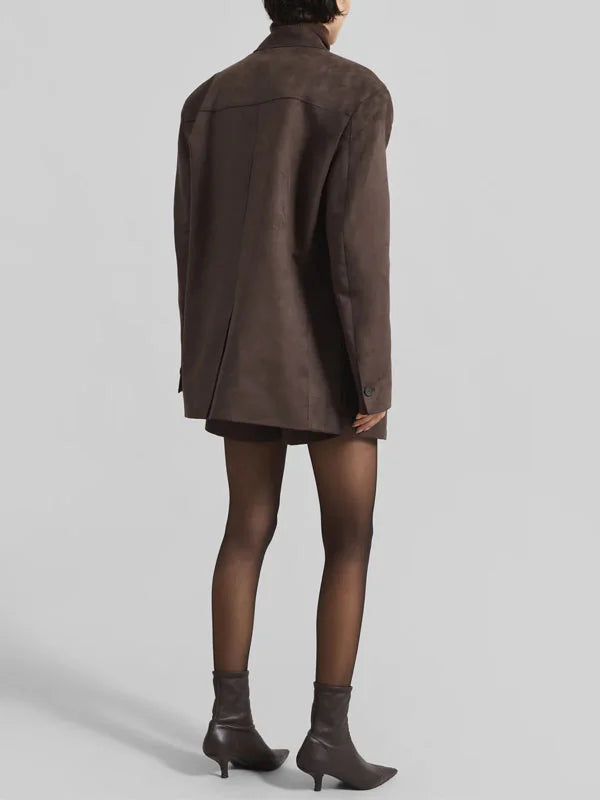 G&S Milano™ | Blazer Marrone in Suede Oversize