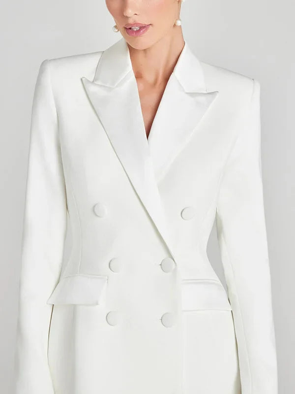 G&S Milano™ | Blazer Bianco Doppiopetto in Raso