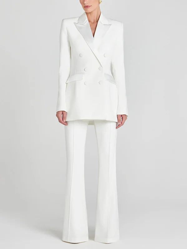 G&S Milano™ | Blazer Bianco Doppiopetto in Raso