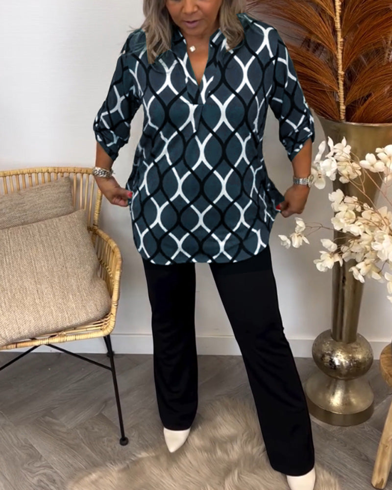 G&S Milano™ | Blusa casual a maniche lunghe con motivo elegante