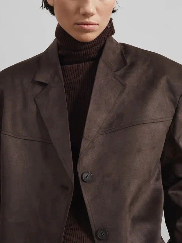G&S Milano™ | Blazer Marrone in Suede Oversize