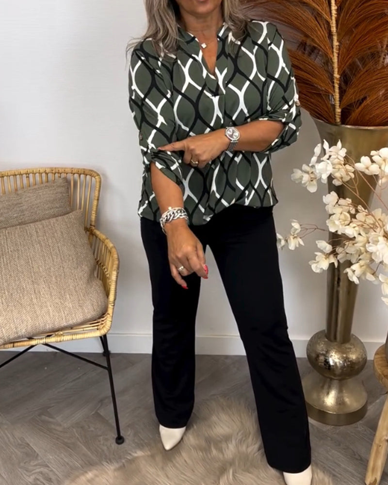 G&S Milano™ | Blusa casual a maniche lunghe con motivo elegante