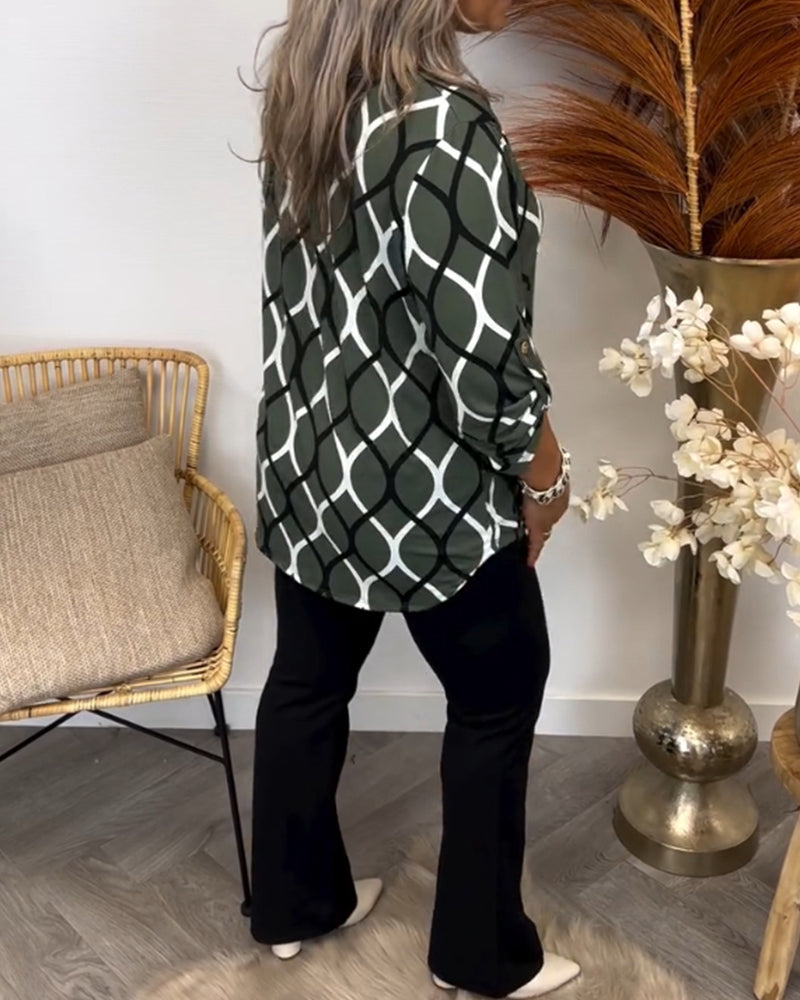 G&S Milano™ | Blusa casual a maniche lunghe con motivo elegante