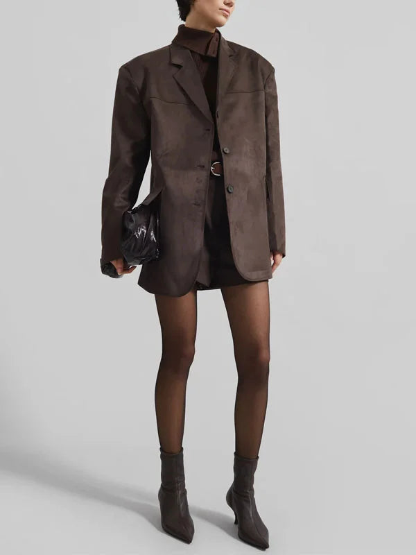 G&S Milano™ | Blazer Marrone in Suede Oversize