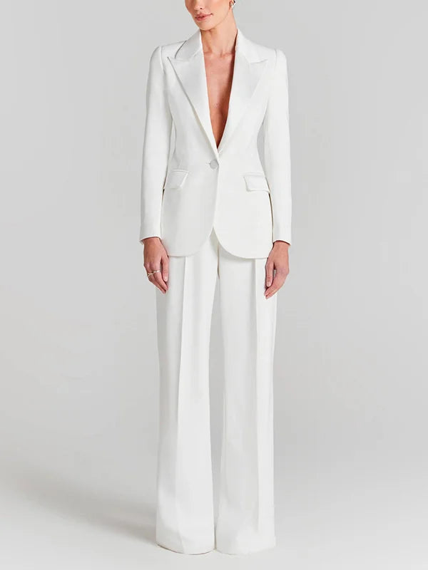 G&S Milano™ | Blazer Bianco a Un Bottone con Collo Pieghettato