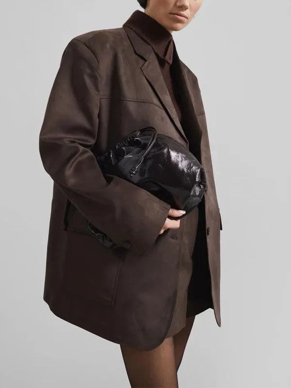 G&S Milano™ | Blazer Marrone in Suede Oversize