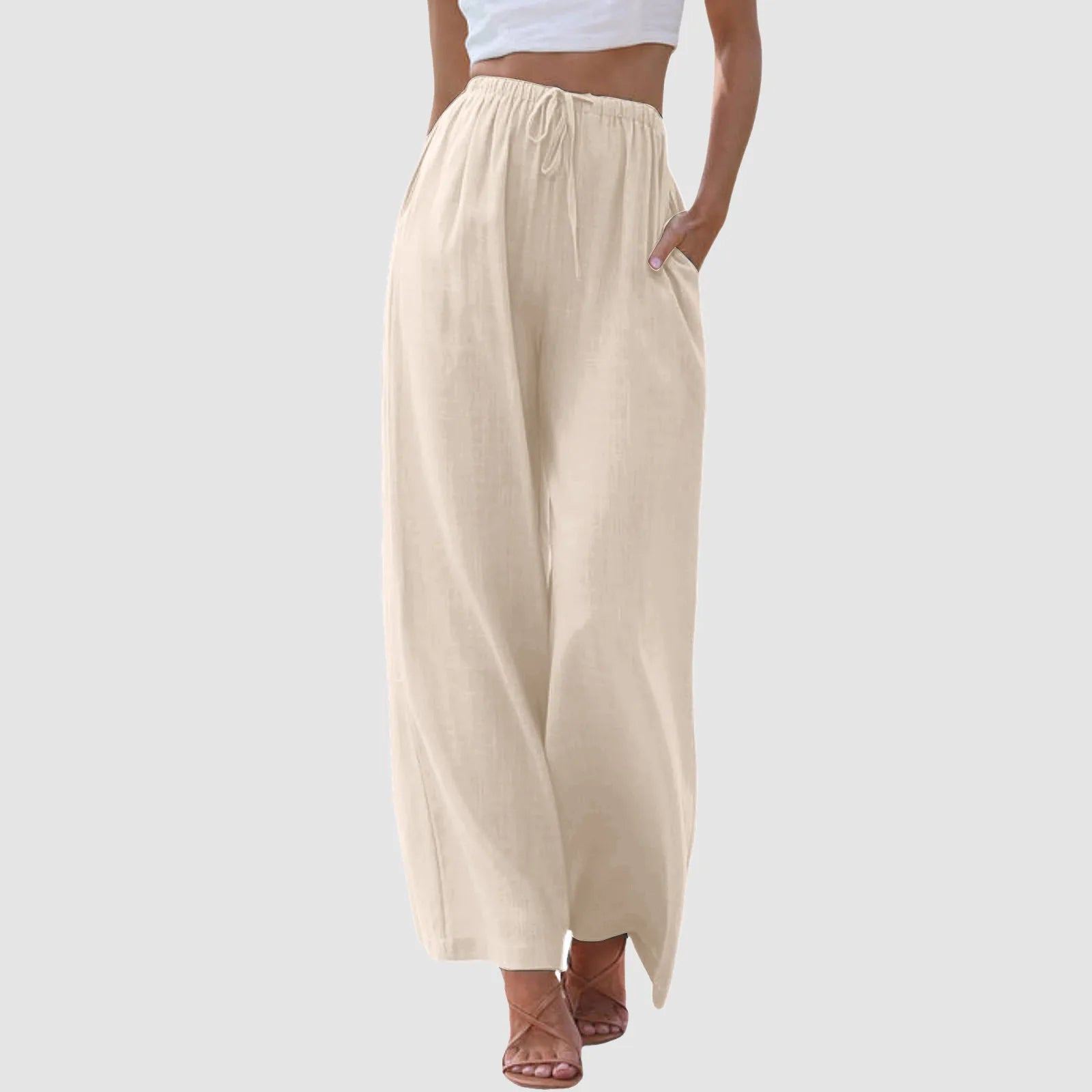 G&S Milano™ | Pantaloni comfort a gamba larga e vita alta