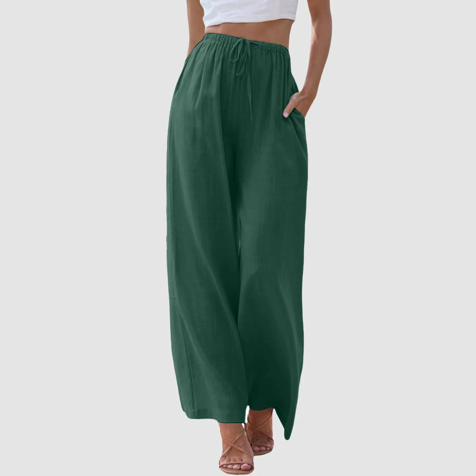 G&S Milano™ | Pantaloni comfort a gamba larga e vita alta