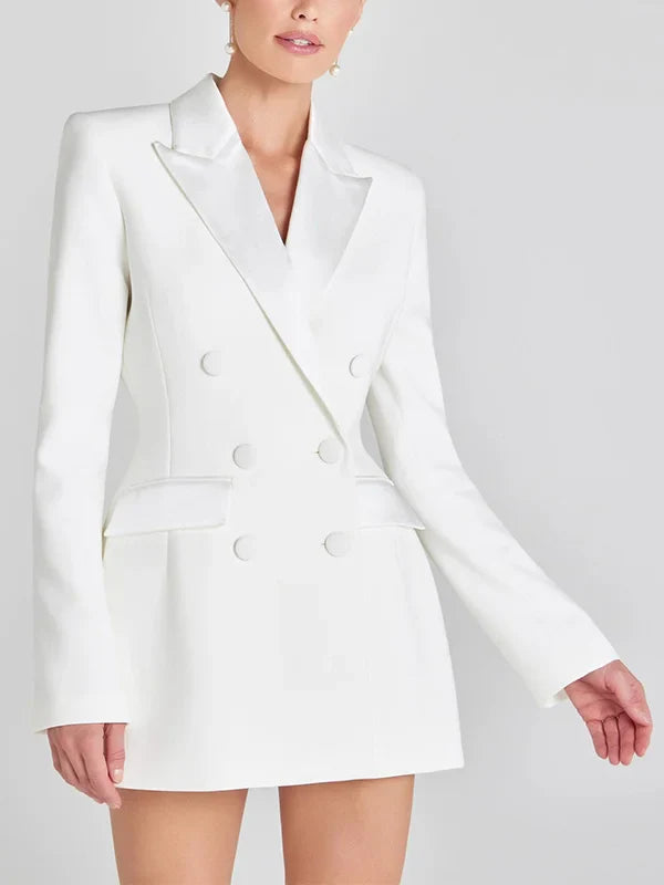 G&S Milano™ | Blazer Bianco Doppiopetto in Raso