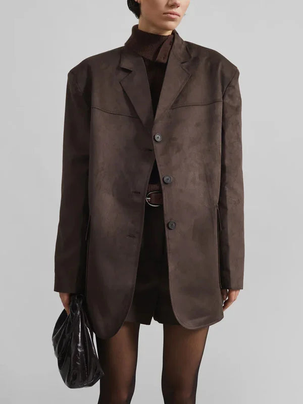 G&S Milano™ | Blazer Marrone in Suede Oversize